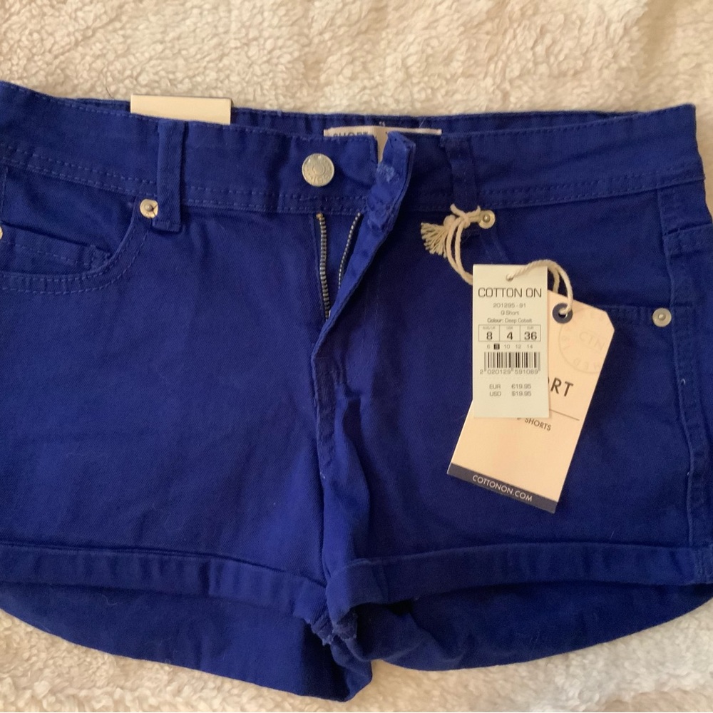 Cotton On Women's Deep Blue Jean Shorts - Size 4